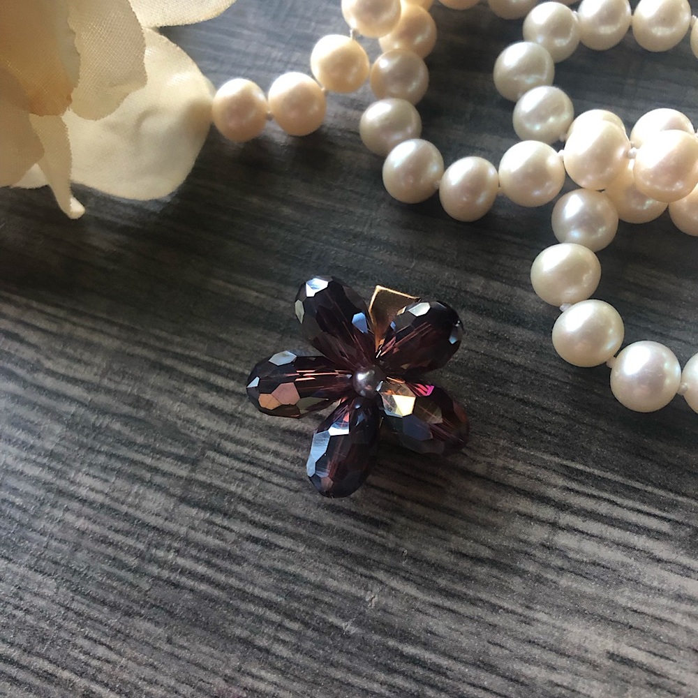 NEW Glass Crystal Flower Hair Clip